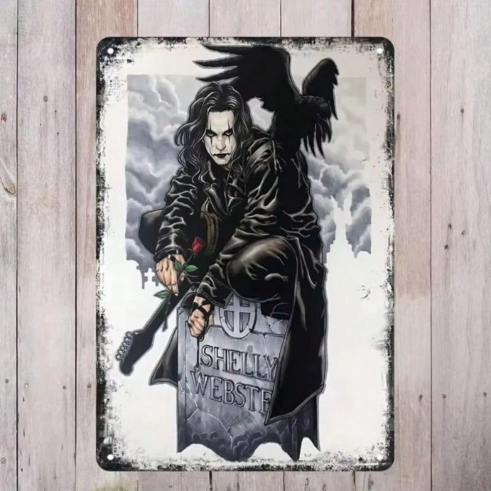 Metal Poster Raven Rose Gothic Vintage Wall Art Home Garage Decor