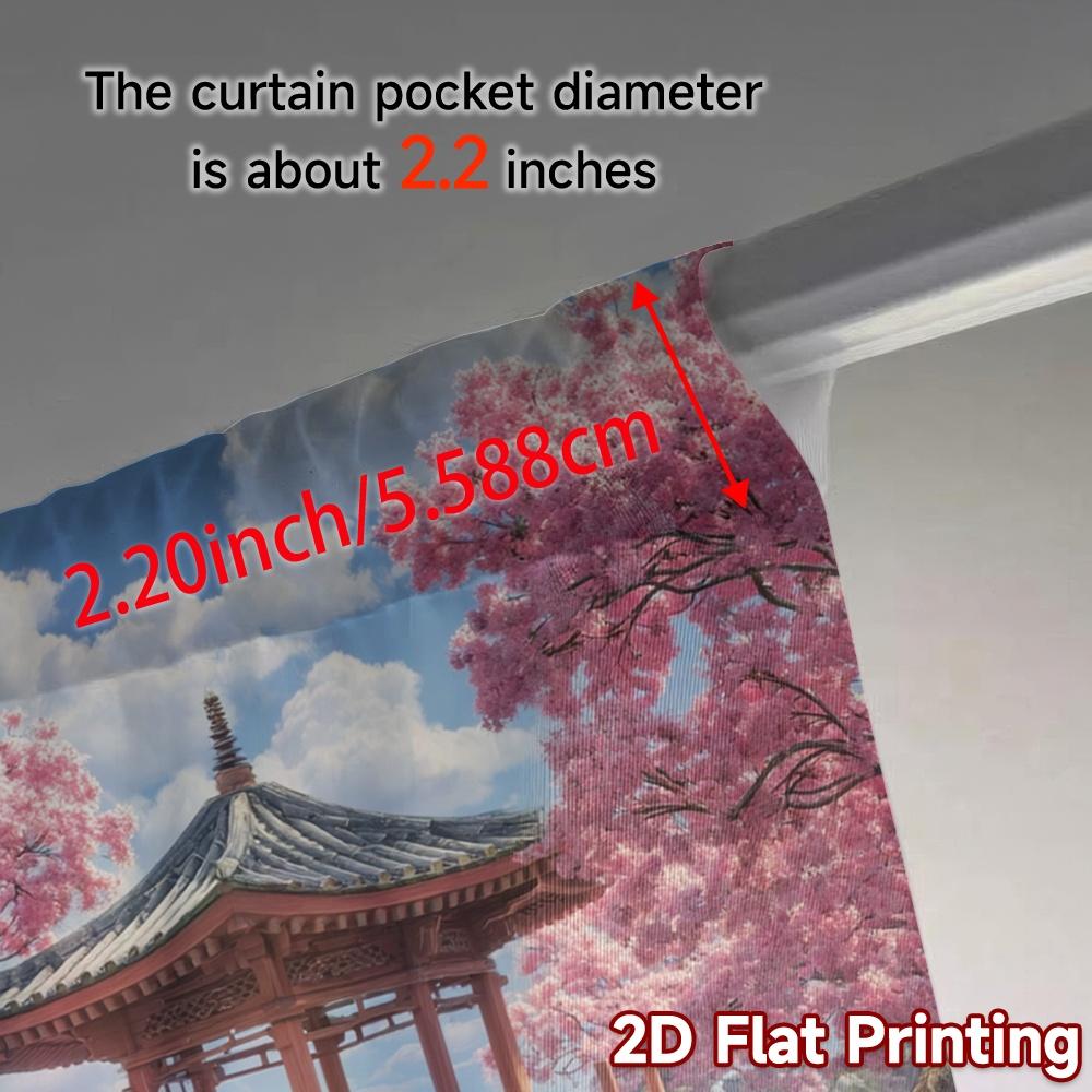 2pcs   2D FLAT PRINTING Curtains (Without Rod) CherryGardenPagoda Chic Curtains&Window Treatment Durable Polyester Curtains