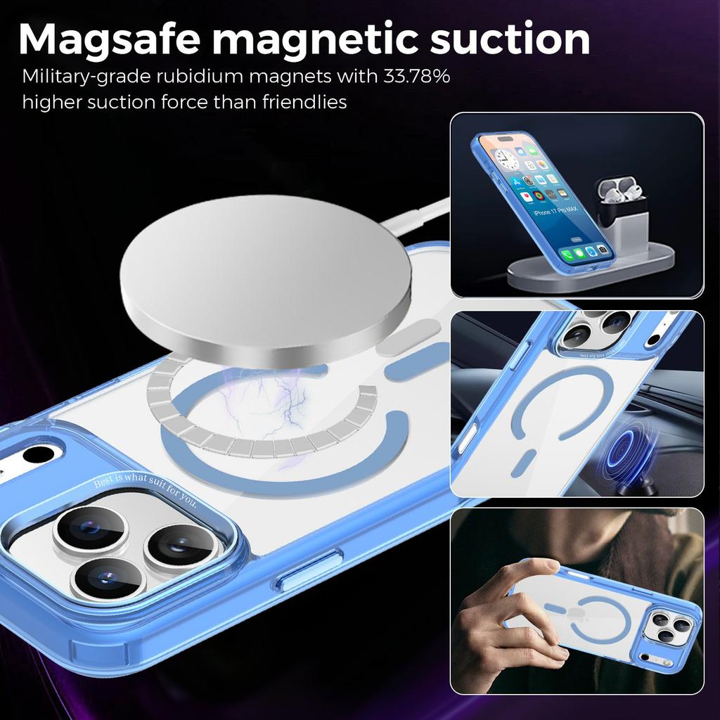 For iPhone 17 Pro Max Case Compatible with MagSafe TPU+PC Transparent Phone Cover