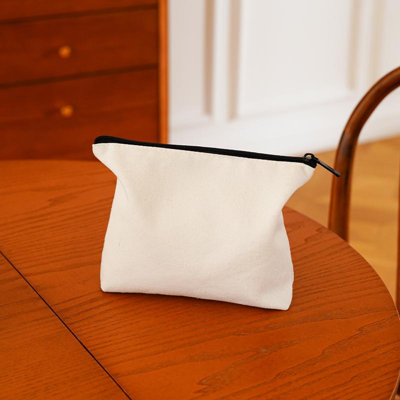 Czysto Biała Kosmetyczka dla Kobiet Przenośna Torba do Przechowywania Kosmetyków i Szminek Zapinana na Zamek Jednowarstwowa Płócienna Torba Kosmetyczka do Dojazdów