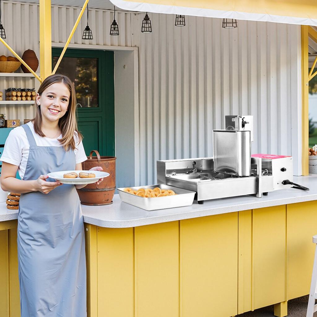Kommerzielle Automatische Donut-Maschine, 4 Reihen Donut-Herstellungsausrüstung, 240 Stück/Stunde Elektrischer Hochleistungs-Donut-Maker, Edelstahl-Frittier-Automat