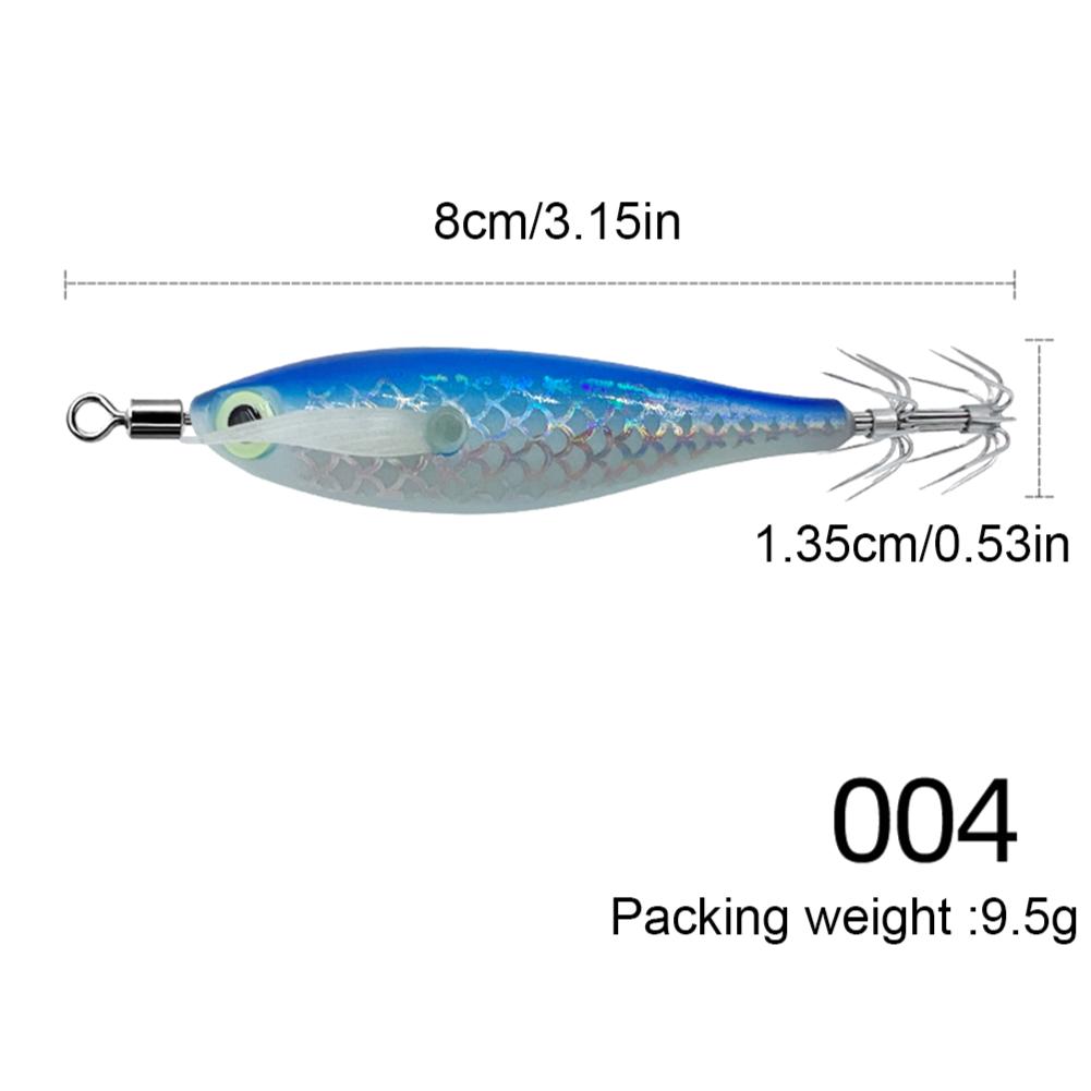 1-5 peças Camarão de Madeira 9,5g Horizontal Laser Luminoso Flutuante Isca Egi Jigging para Lula Gancho de Camarão Iscas para Pesca de Polvo Lula