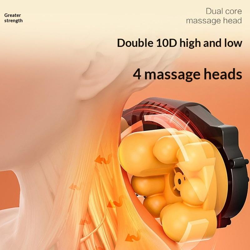 Portable 4D Heated Shiatsu Massager Pillow Ergonomic Neck Back Muscle Soreness Relief for Home Car Travel Office