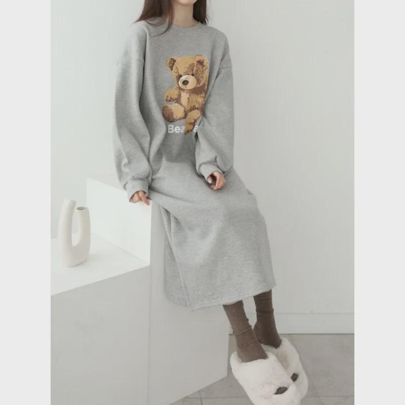 2024 Autumn/Winter Women's Long Sweater Dress, Knee-Length, Slim Fit, Casual Long-Sleeve, Plus Size.