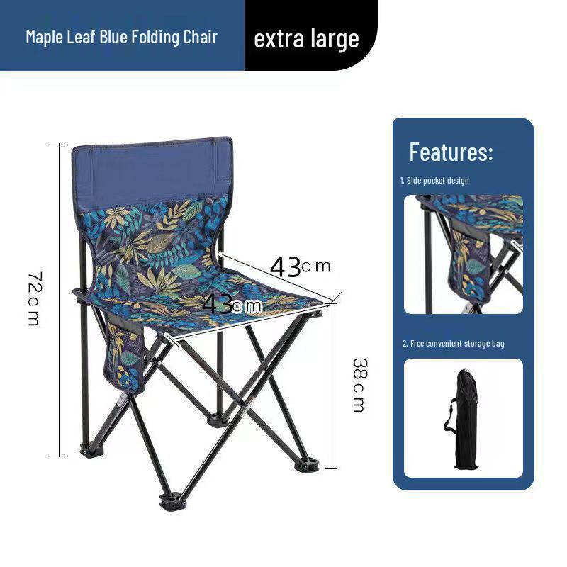 Portable Folding Camping Chair with Backrest and Table - Moisture-Proof, Thickened for Outdoor Leisure and Fishing