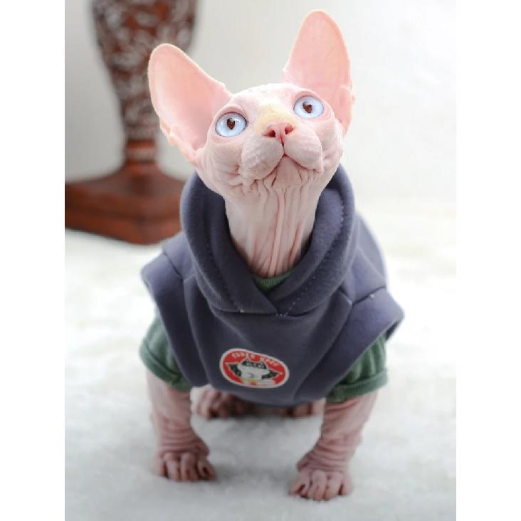 Cat Clothes Winter Warm Cotton Sphynx Cat Hoodies Fleece Sweatshirt Vest For Cats Sphinx Kitten Pajamas Clothes Cat Supplies
