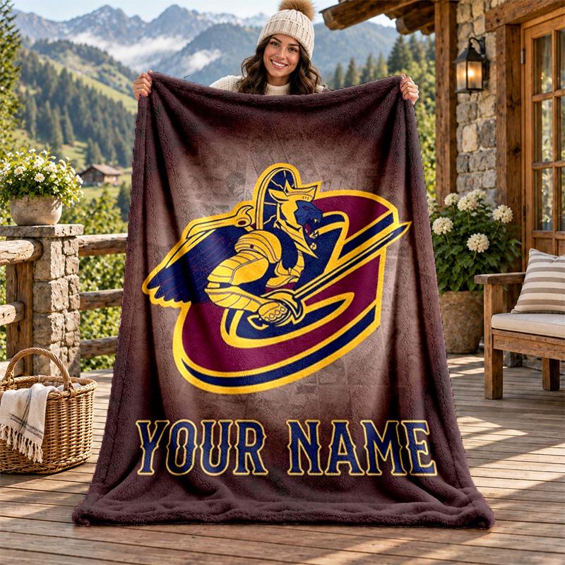 Cleveland Cavaliers Custom Name Flannel Blanket Personalized Soft Warm Plush Throw Blanket Customized Gift for Family Friends