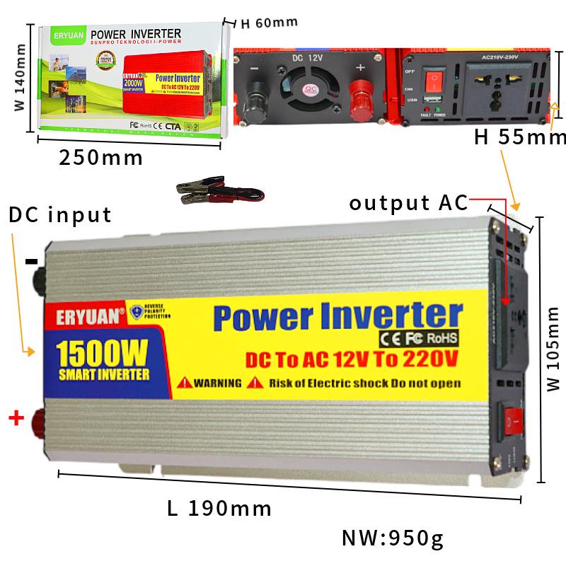 2000W Modified Wave Power Inverter: 220V for 12V/24V/48V/60V Solar and Car Use