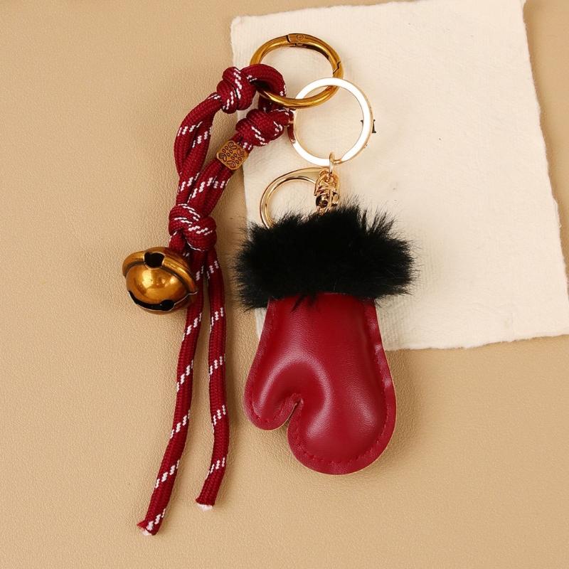 Süßer Taschenanhänger Schlüsselanhänger Glöckchen Handschuhe Geflochtenes Seil Schlüsselanhänger Taschenanhänger für Rucksack Handtasche Handtaschen-Dekoration