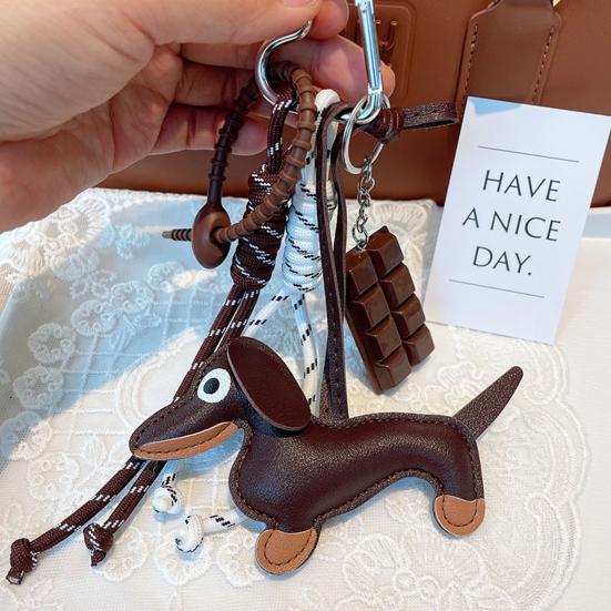 Dackel-Schlüsselanhänger, Taschenanhänger, Kunstleder, süßer Hundewelpen-Charm, Geschenke, hängende Ornamente für Taschen, Handtaschen, Geldbörsen, Accessoires im Retro-Stil