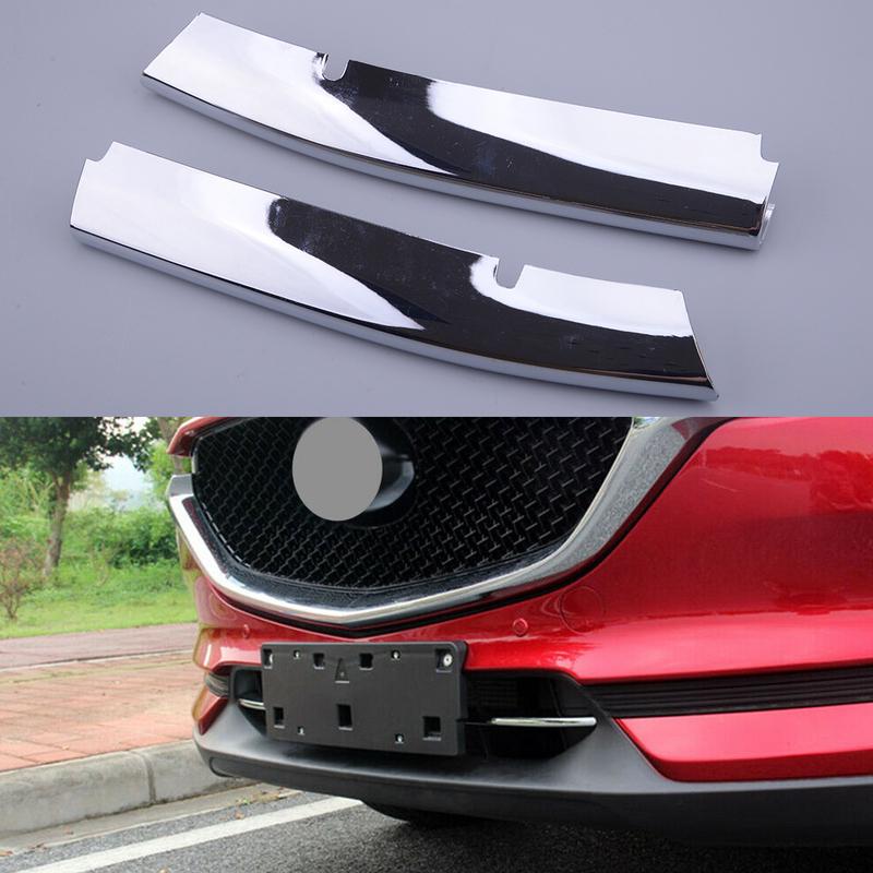 2pcs Chrome Front Bumper Lower Grill Down Cover Trim ABS Fit For Mazda CX-5 2017 2018