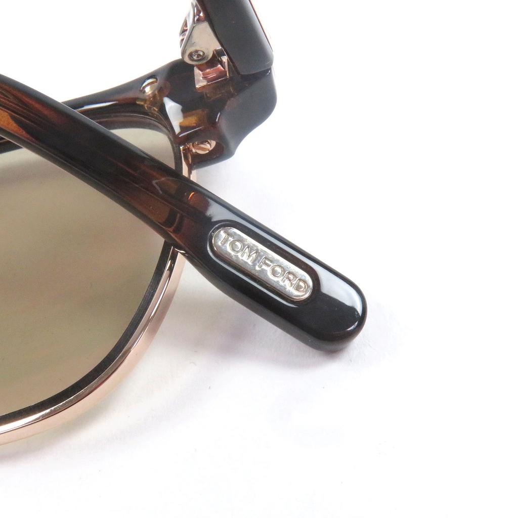 Excellent TOM FORD sunglasses Marble Half Rim Clear Brown Gold Yellow Lens Used