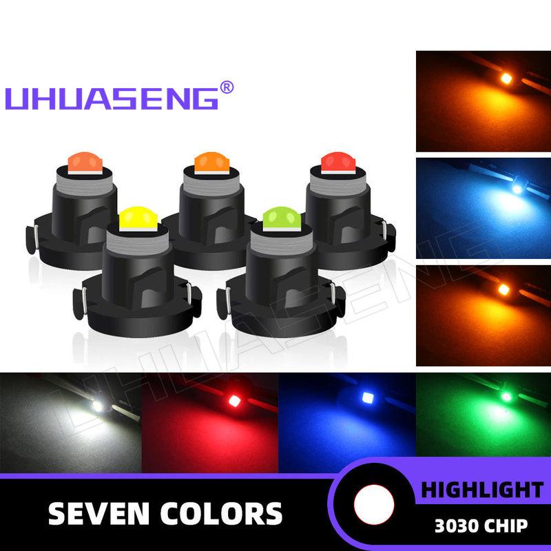 UHUASENG T4 Led T4.2 T3 Bulb T4.7 trument Lamp Dashboard Indicator Panel Switch Radio Dash Car Meter Warning Light 12V Red 5PCS