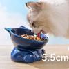 Ceramic Tall Footed Cats Bowls, Anti Overturning Oblique Mouth Neck Protection Cat Ear Shape Bowl Pet Articles, 1Pc