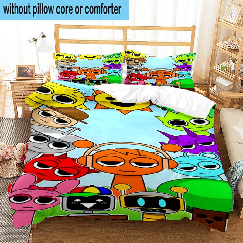 3PCS Colorful Sprun-ki Robot Party 3pcs Bedding,Including 3PCS Duvet Cover And 2pcs Pillowcases Perfect for Christmas,Ideal for Bedroom, Dormitory