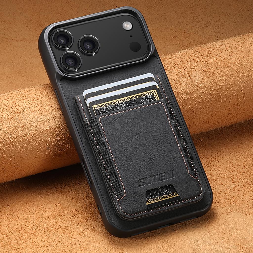 Luxury Faux Leather Card Holder Stand Phone Case Frosted Feel for IPhone 17 Pro Max 16 Plus 15 14 13 12