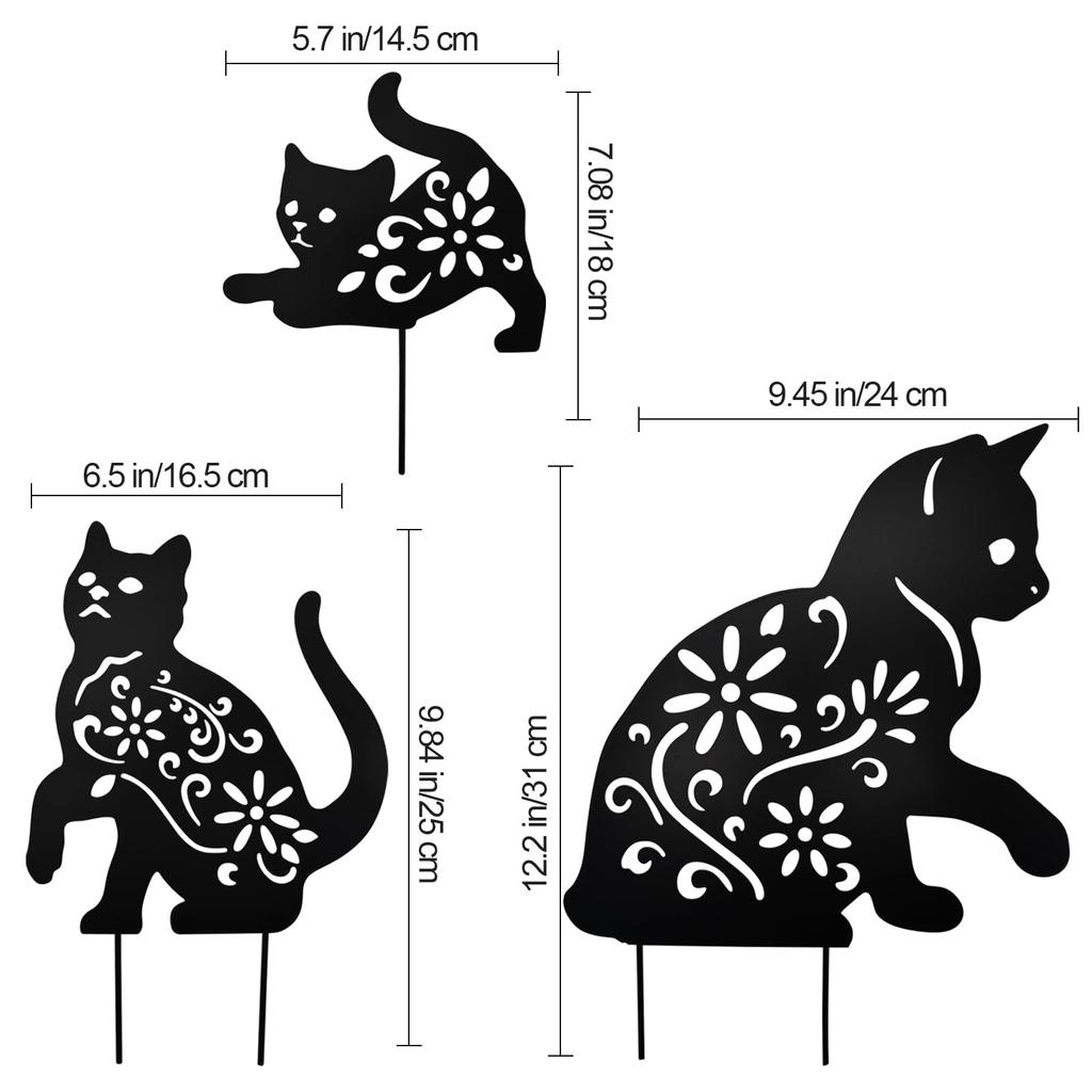 MrMrKura Gardening Goods Cat Metal Garden Ornament Plate Cat Garden Figurine Garden Ornament Openwork Iron Outdoor Garden Object Gardening Supplies