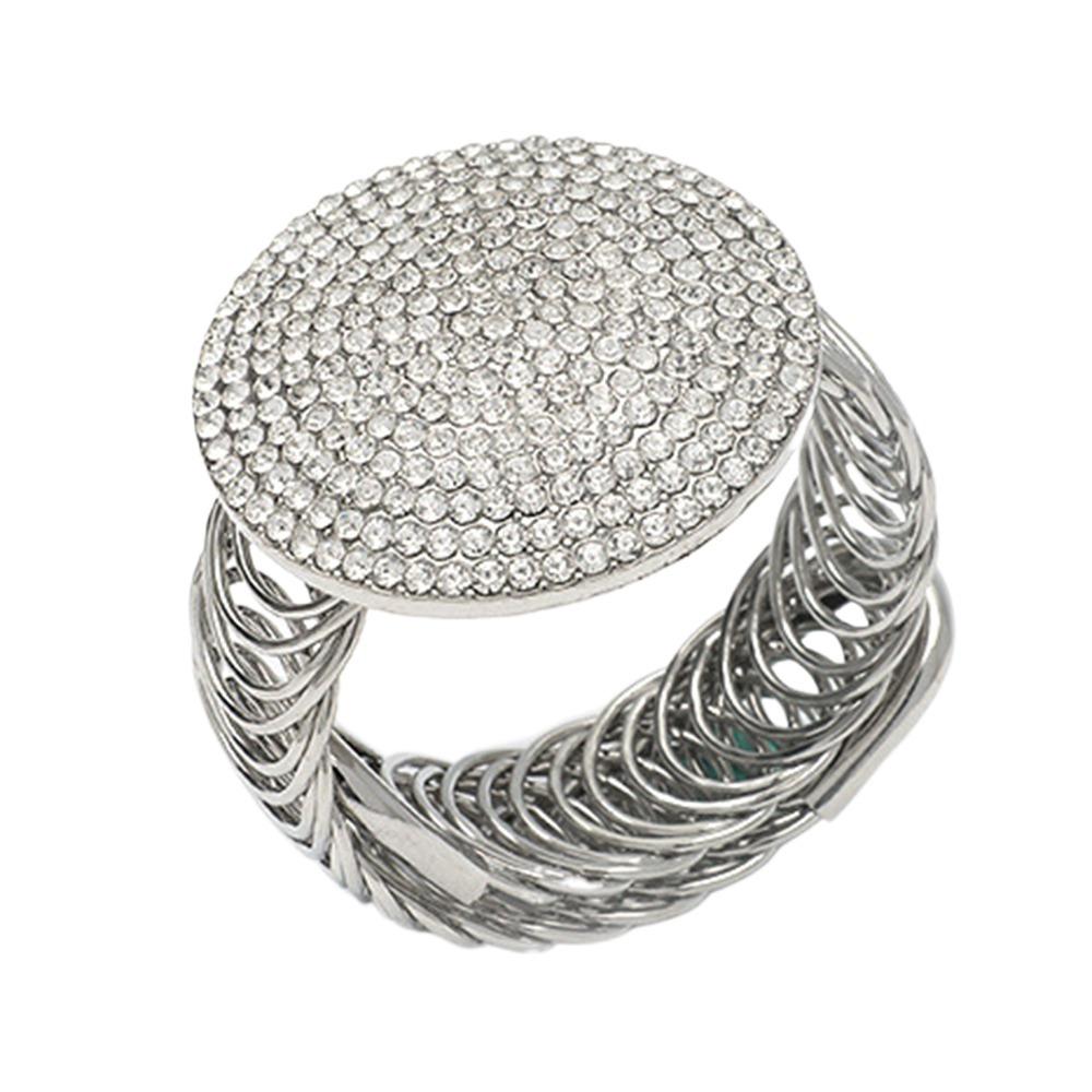 Shiny Glitter Bracelet Luxury Cuff Bangles Bridal Bracelet Rhinestone Bangle  Girls белый
