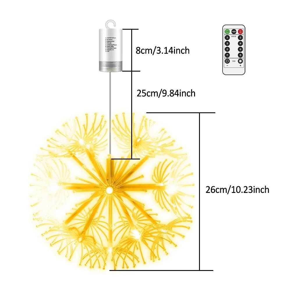 19LED Solar Ground Pendant Lamps 8 Modes Starburst Lamp LED Hanging Chandeliers  Christmas
