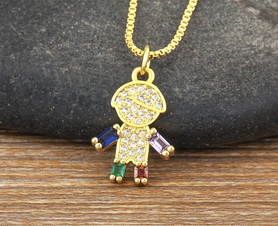 Nidin New Boy/Girl Pendant Choker Jewelry Zircon Necklaces Accessories For Mom Kids Parent-child Anniversary Gifts Wholesale