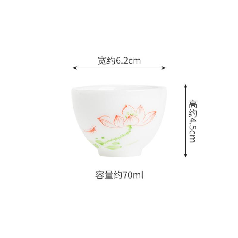 Ice Type Jade Porcelain Hand-painted Teacup Handmade Flower Rhyme Single Cup Home Office Kung Fu Tea Cups