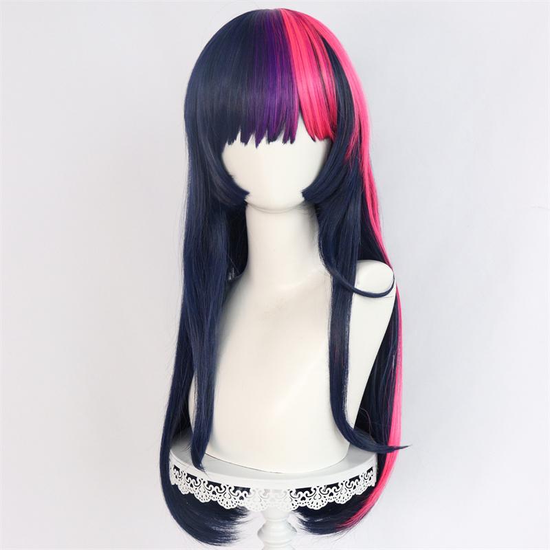 Synthetic Twilight Sparkle Wigs for Women Dark Blue Purple Long Straight Hair Wig with Bangs Pony Cosplay Costume Little Horse