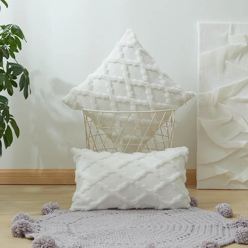 Boho Decorative Pillow Covers Soft Plush Short Faux Wool Couch Pillow Covers Luxury Cushion Covers 35X50 40X40 45X45CM for Sofa