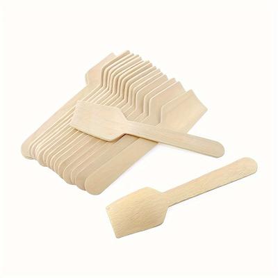 100pcs 3.9-inch Mini Wooden Spoon Disposable Square Tasting Spoon, Sampling Yogurt Spoon, Ice Cream Spoon