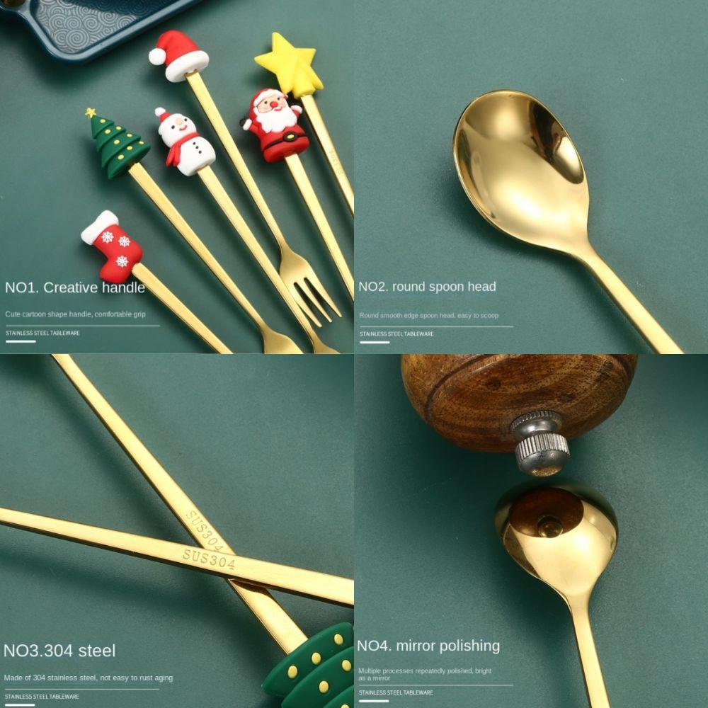 4/6pcs Stainless Steel Spoon Fork Set Gold Silver Coffee Tea Spoon Creative Tableware  Birthday Gift