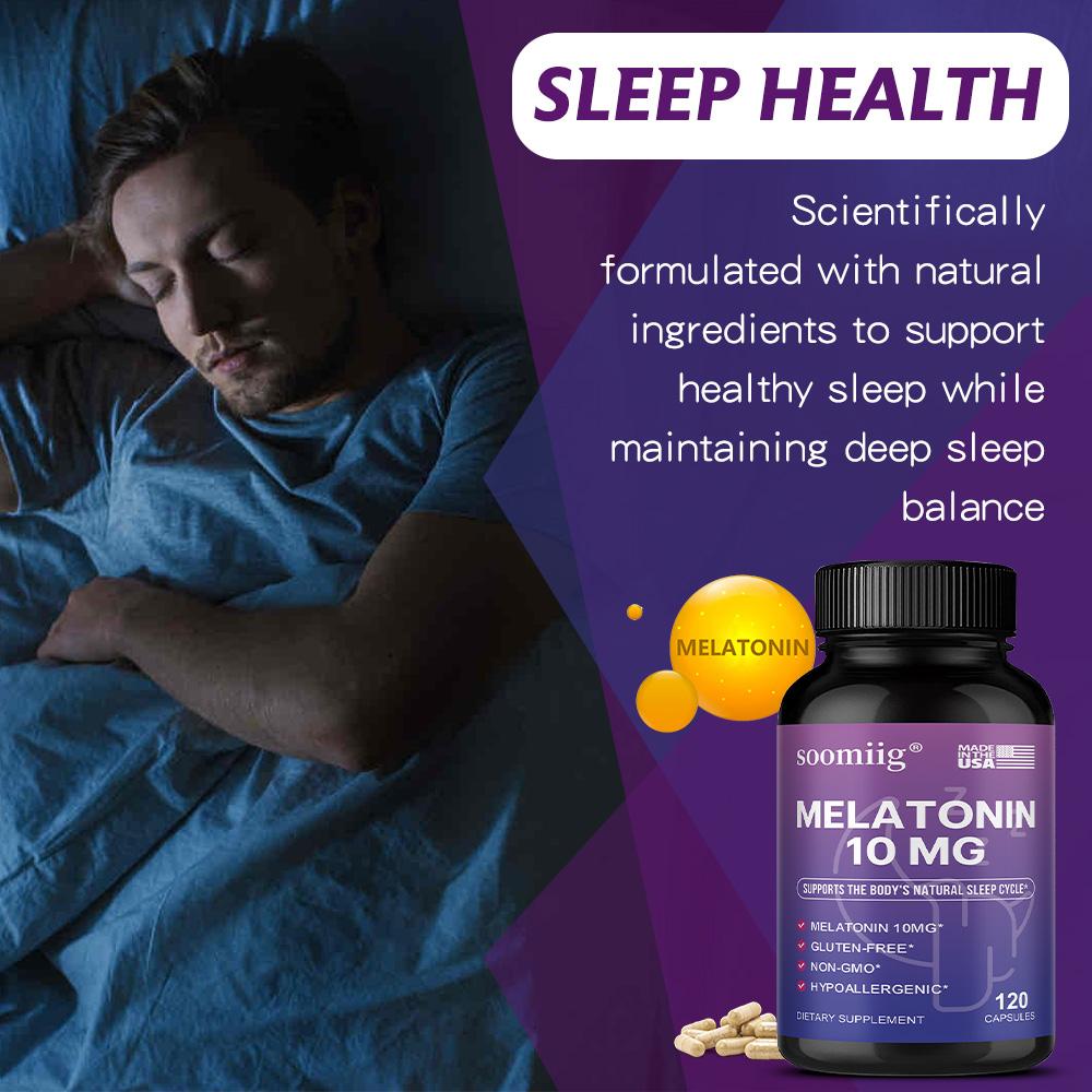 Pure Melatonin 10mg Strength Capsules for Natural Body Sleep Cycle Support, 120 Dietary Supplement Capsules