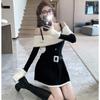New Women's Sweet Spicy Girl Off-shoulder Long-sleeved Knitted Dress Women's Elegant Sling Pure Desire