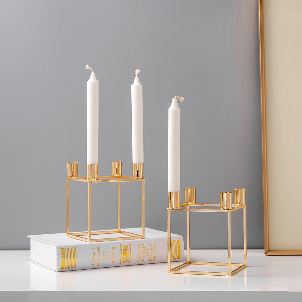 Nordic Household Gold Wrought Iron Candlestick Retro Romantic Wedding Candlestick Candle Holder Table Decoration Ornaments