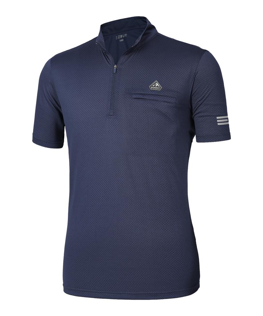 EXTRASPORTY [2Pack] Men'S Modern Air Honeycomb Mesh Short Sleeve Zip-Up T-Shirt 5 Colors (D Type)