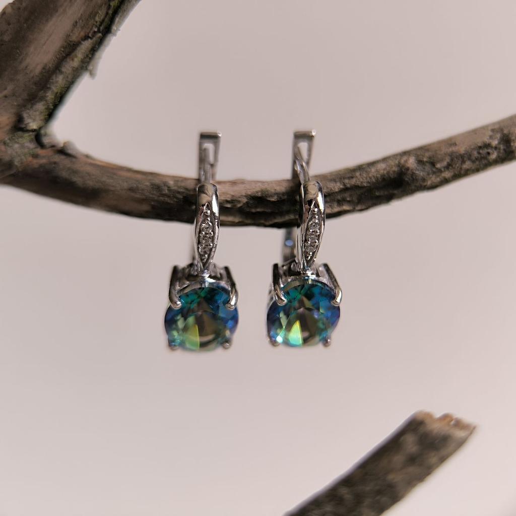 Серебряные серьги с мистик топазом 3.682ct (2190226)