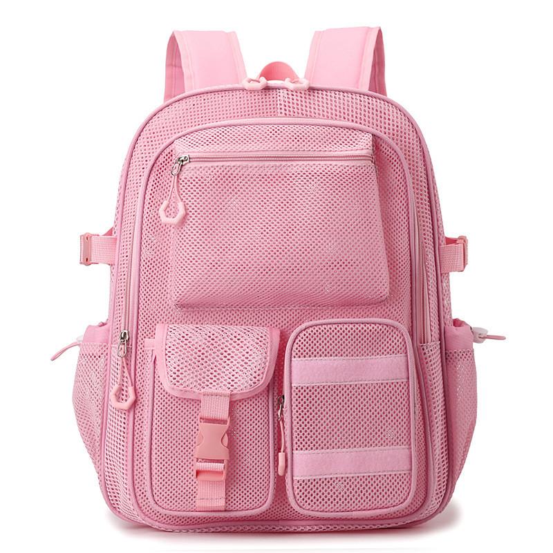 Polyester Breathable Hollow Out Dual Pocket Backpack For Travel And School Use