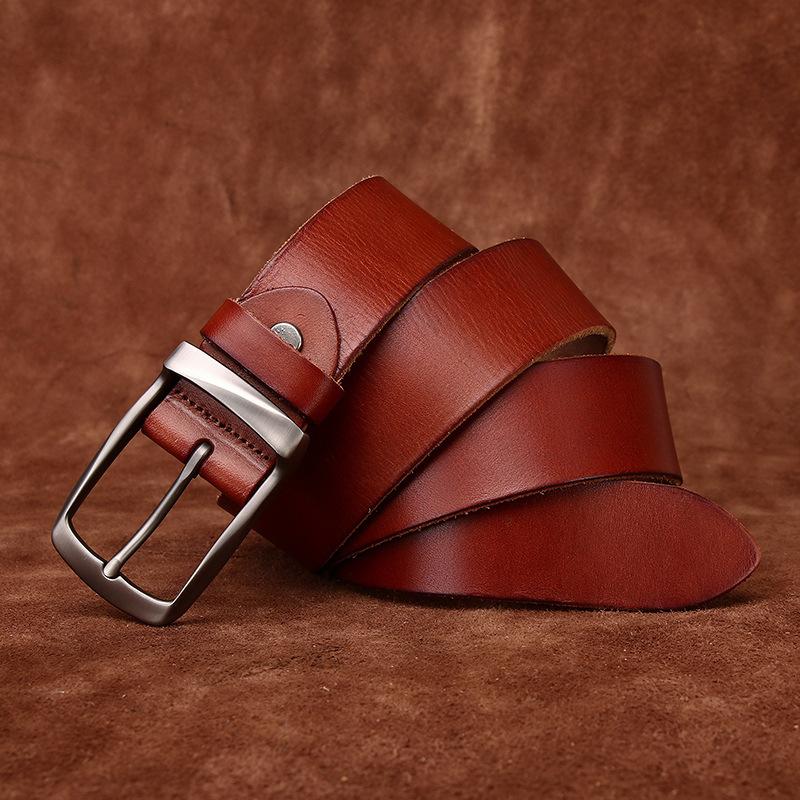 Single Layer Leather Without Interlayer Whole Cowhide Cutting Belt Men'S Leather Pin Buckle First Layer Cowhide Casual Jeans Belt