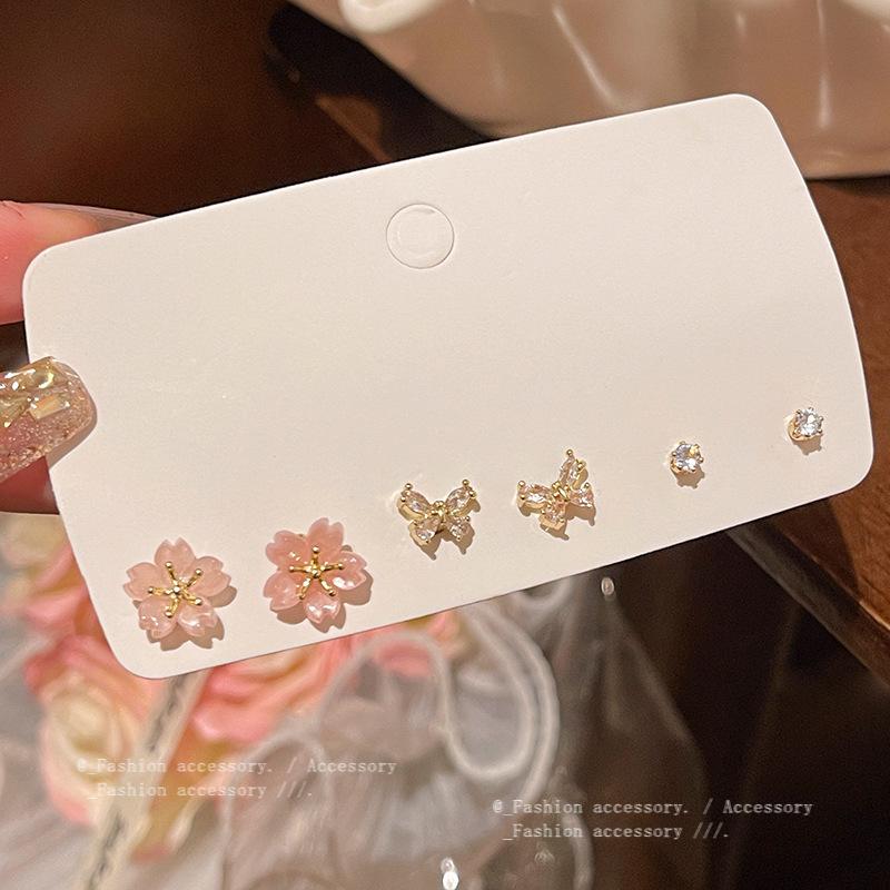 S925 Silver Needle Delicate Zircon Ear Set Small Stud Earrings