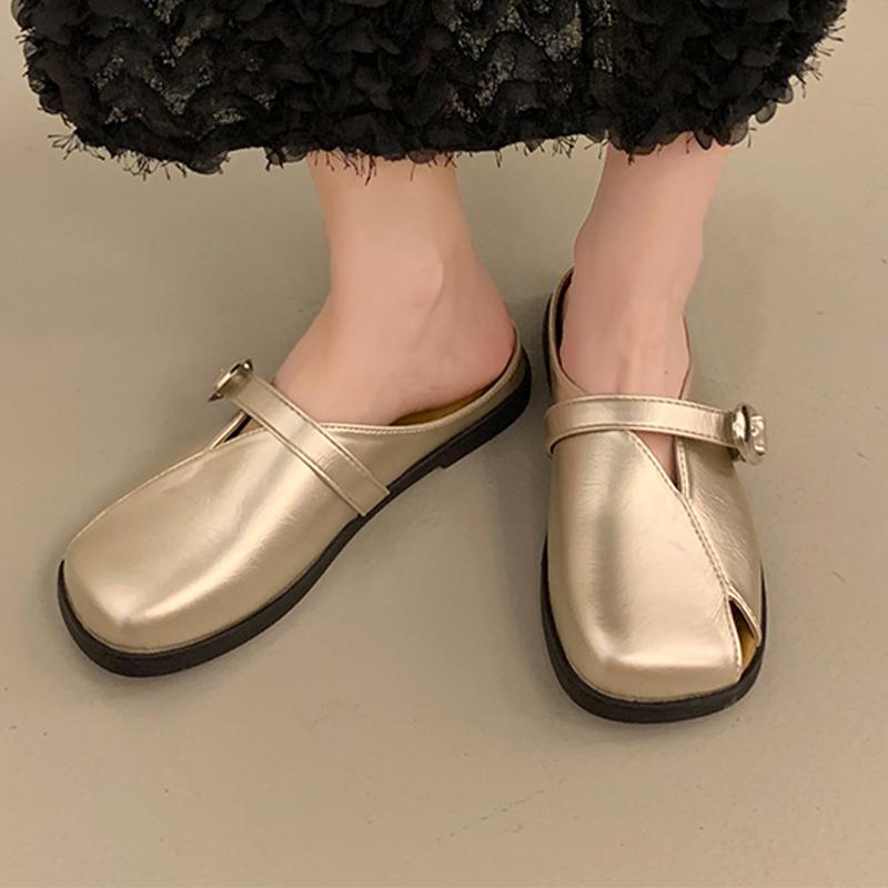 

Fashion Women Slippers Flats Slingback Mules Shoes Dress New Fashion Summer Sandals 2025 Designer Brand Cozy Casual Chanclas De Mujer 35 золотий