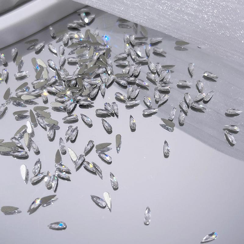 

100 шт. Ультра-блестящие цирконы для нейл-арта Лошадиный глаз Прозрачные камни мини-капли воды с плоским дном 3D самоцветы для декора ногтей