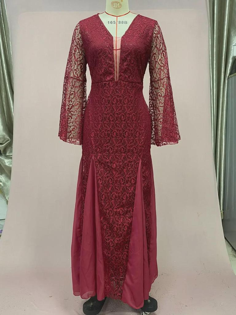 Elegant Black Fishtail Lace Evening Dress - 2025 Summer Collection
