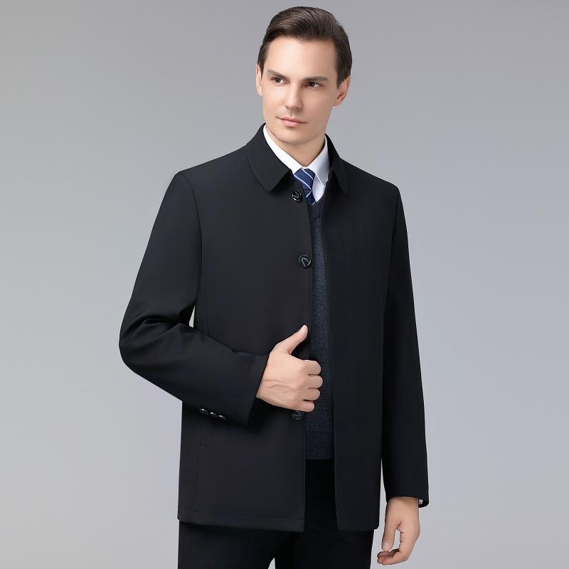 

Пальто шерстяное мужское шерстяное средней длины, для людей среднего возраста, кашемировое короткое, для людей среднего возраста и пожилых людей зимнее утолщенное пальто 195