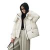 Plumón de pato Pinghu moda con capucha chaqueta corta acolchada mujer invierno nuevo pequeña suelta chaqueta estilo extranjero