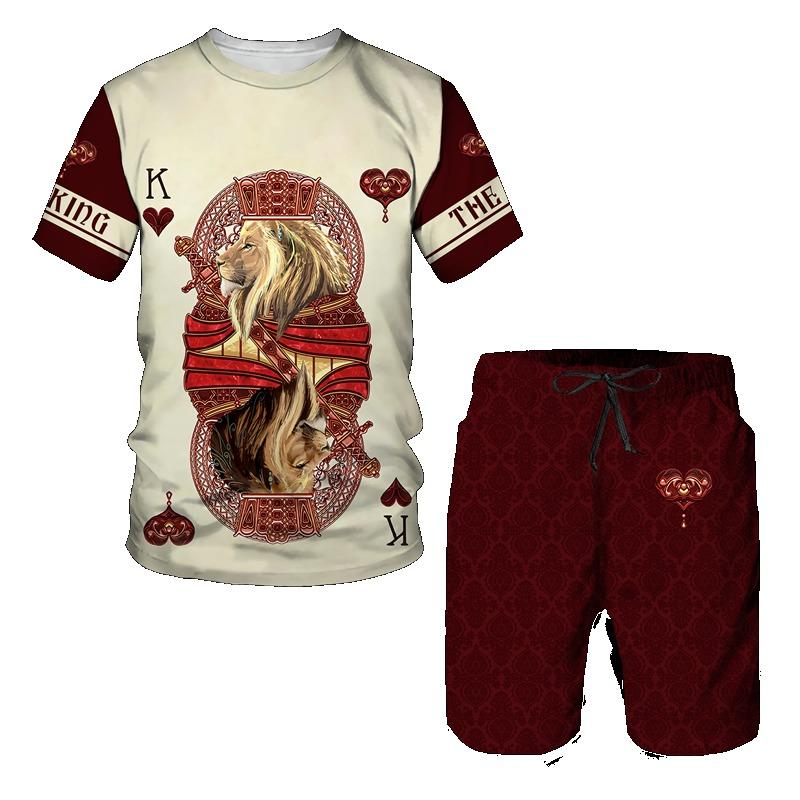 Summer Men's 3D Tiger Print Men's T-shirt Suit Casual Sportswear Streetwear Male Clothing Tracksuit Outfit Shorts 2 Pieces