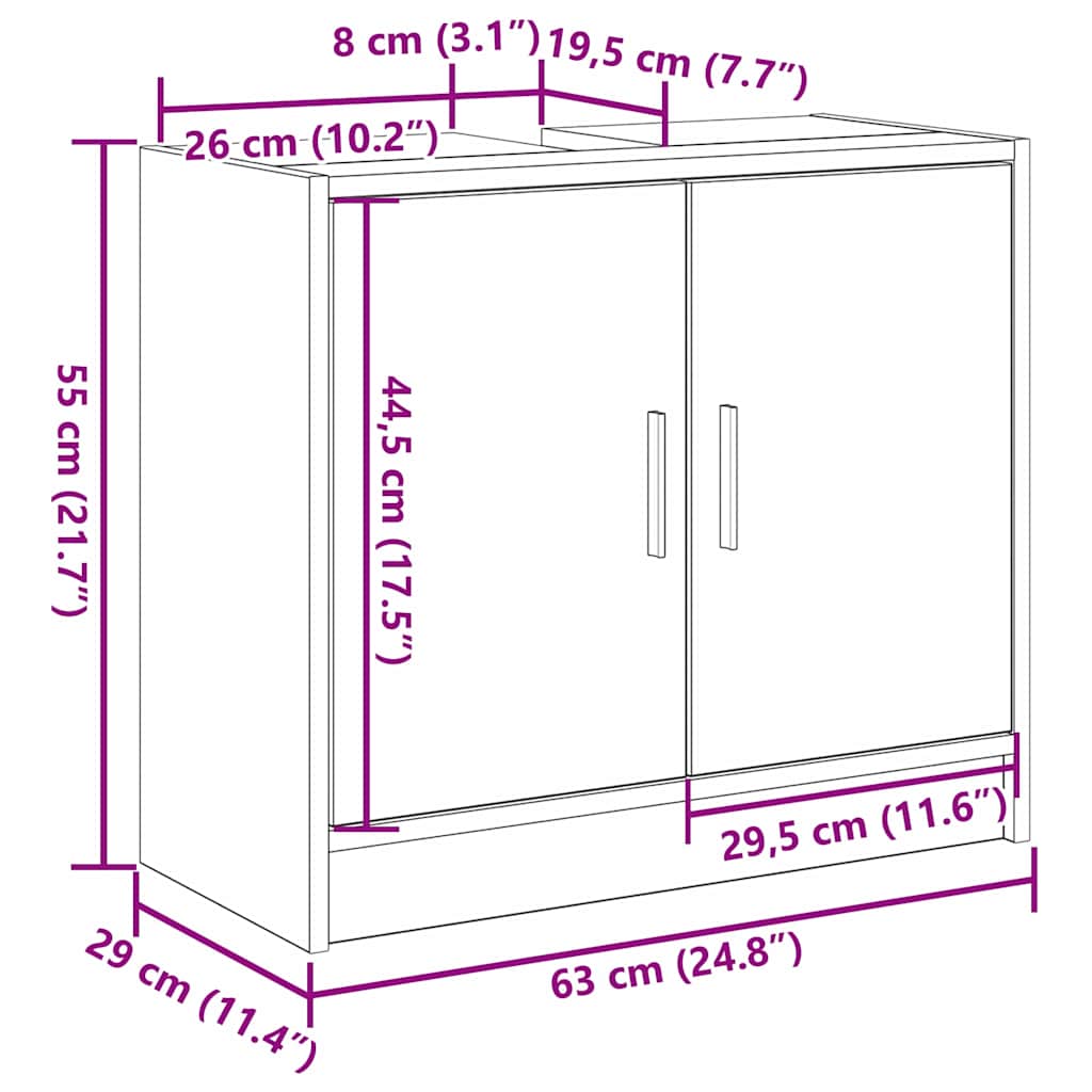 Bathroom Cabinet with Door Reclaimed Wood Look 63 x 29 x 55 cm Engineered Wood