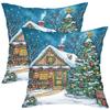 1 Pieces Christmas Cottage Pattern Decorative Throw Pillows Polyester pillowcase, sofa decorative cushion cov Headboard Pillow