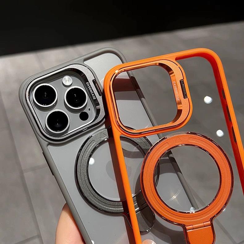 Applicable To IPhone17 Transparent Magnetic Lens Dual Bracket Mobile Phone Case Apple 16 Lens Film Protective Case 15