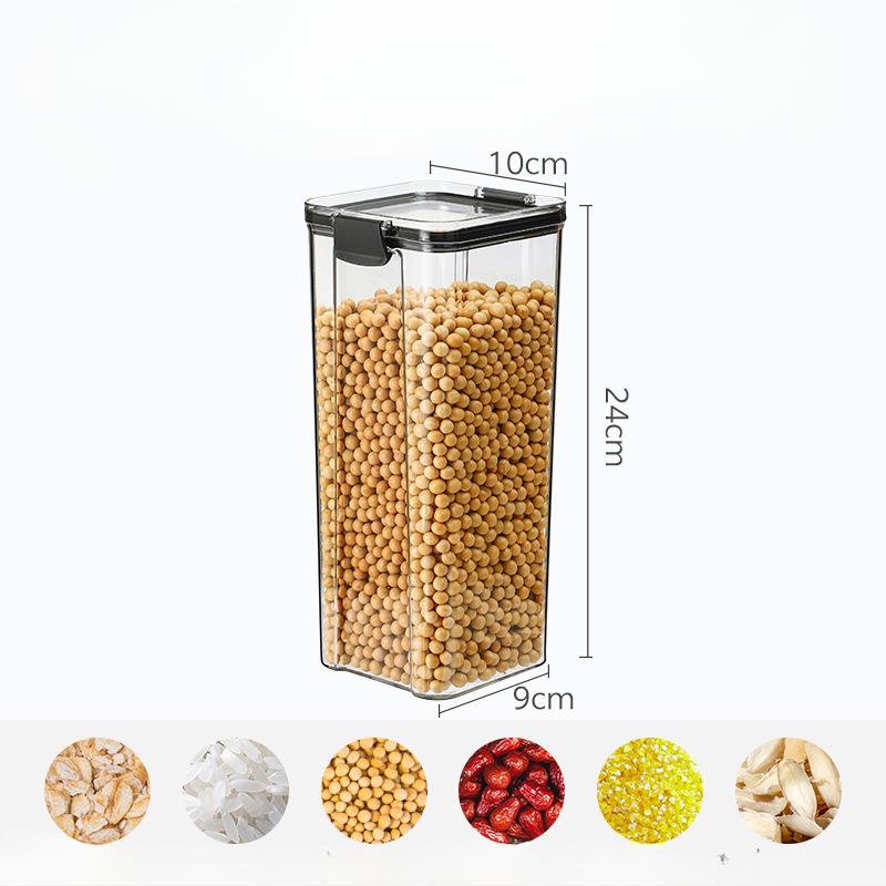 Square Transparent Storage Tanks for Grains and Cereals Kitchen Food and Snack Storage