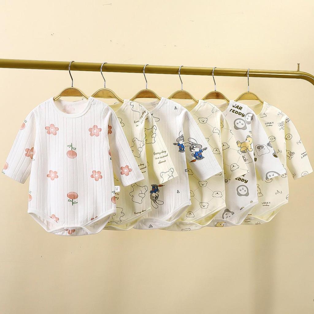 Spring & Autumn Baby Romper, Pure Cotton, Long Sleeve Wrap-over Onesie