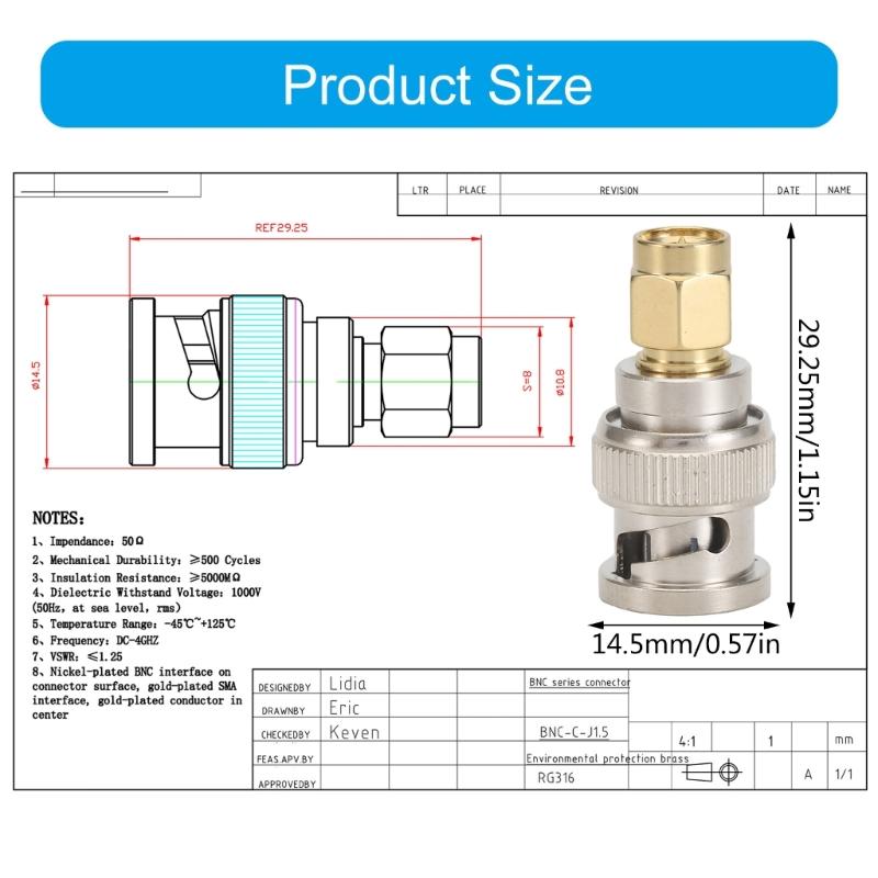 Kupfer BNC auf SMAJJ Adapter Universell BNC SMAJJ Signalsteckverbinder Stecker und Buchse für Computersysteme Geräte