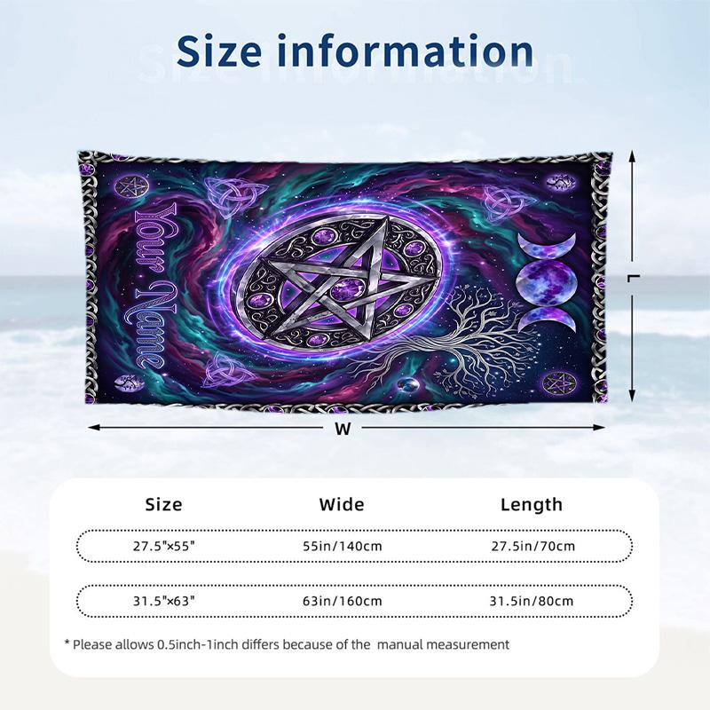 Witchcraft Theme Beach Towel Personalized Custom Name & Text Soft Quick Dry Beach Towel for Swimming Travel